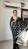 SF 621 Blck Silver Soft Weaving Designer Sarees Wholesale Market In Surat